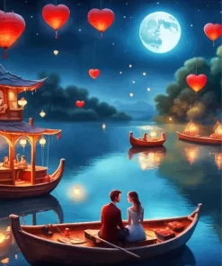 Valentines day boat date paint by number