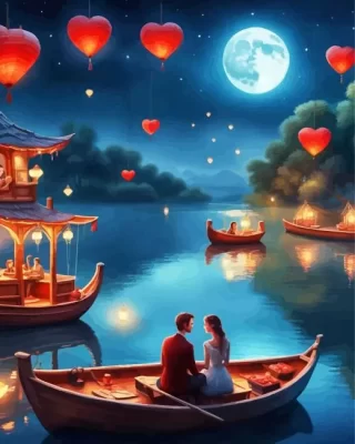 Valentines day boat date paint by number