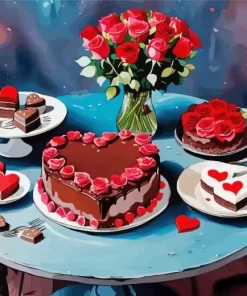 Valentines day cake paint by numbers