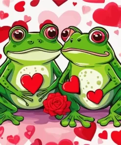 Valentines day frogs paint by numbers