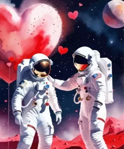 Valentines day in space paint by numbers