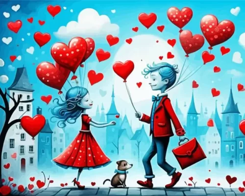 Valentines day lovers paint by numbers