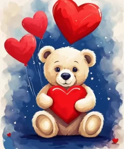 Valentines day teddy bear paint by number