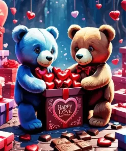 Valentines day teddy bears paint by numbers