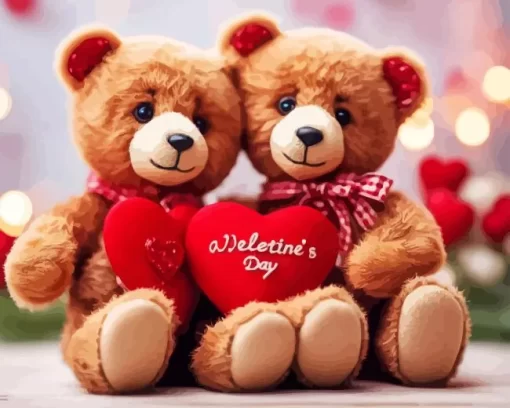 Valentines teddy bears paint by numbers