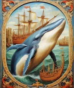 Vintage whale art paint by number