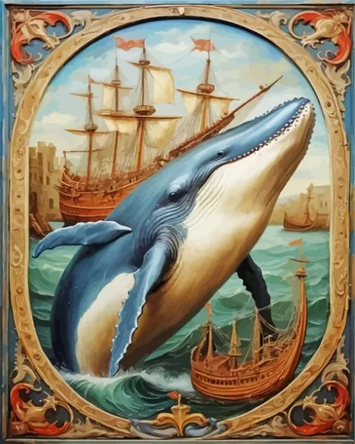 Vintage whale art paint by number