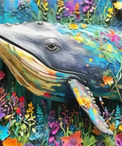 Whale and flowers paint by number