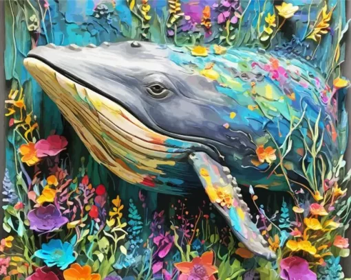 Whale and flowers paint by number