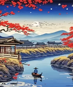 Aesthetic Japanese Landscape Art Paint by Number