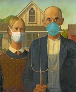 American Gothic With Masks Paint by Number