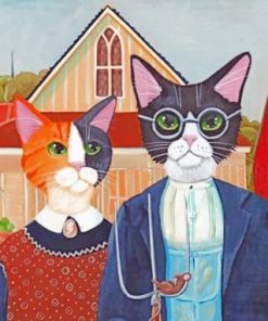 American Gothic Cats Paint by Number