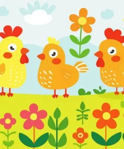 Cute Chickens Paint by Number