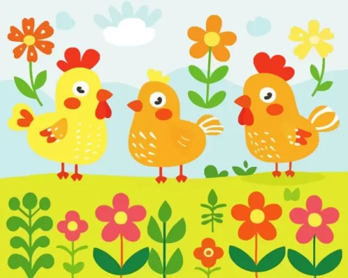 Cute Chickens Paint by Number