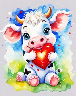 Cute Cow Art Paint by Number