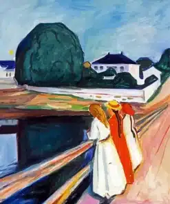 Girls On A Bridge By Edvard Munch Paint by Number