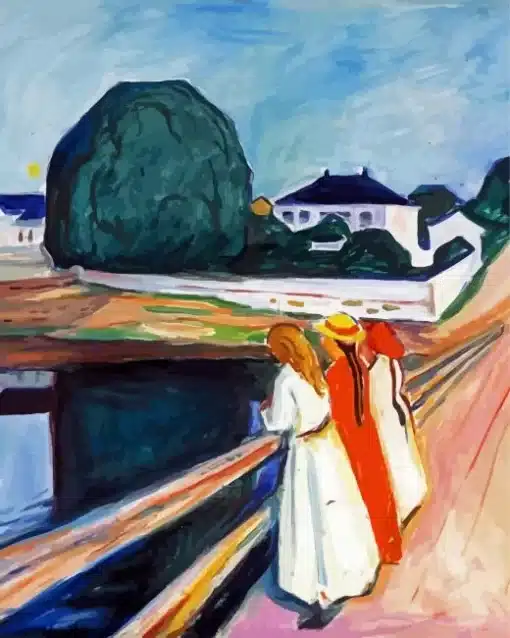 Girls On A Bridge By Edvard Munch Paint by Number