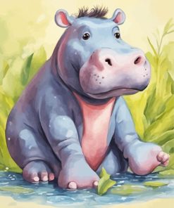 Grey Hippo Paint by Number