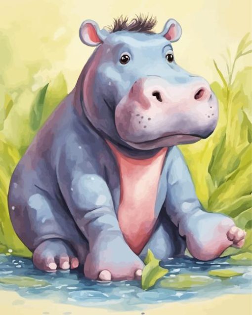 Grey Hippo Paint by Number