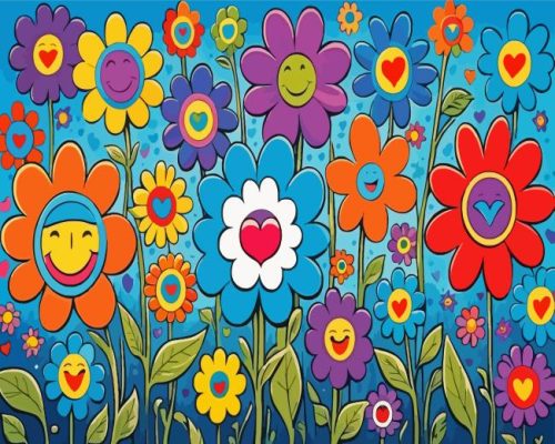 Happy Flowers Paint by Number