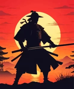 Japanese Samurai Silhouette Paint by Number