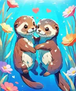 Lovely Otters Paint by Number