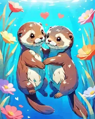 Lovely Otters Paint by Number