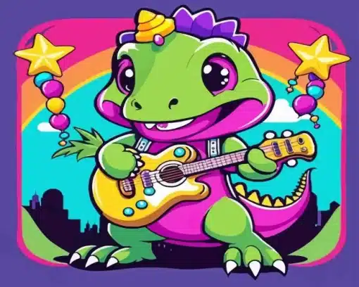 Musician Dinosaur Paint by Number