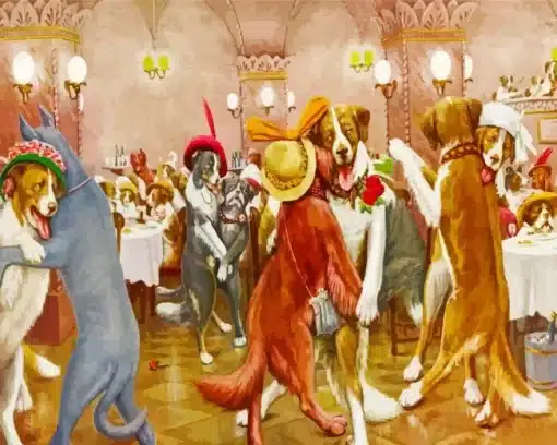 New Years Eve In Dogville Paint by Number