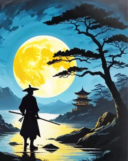 Samurai Silhouette Paint by Number