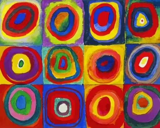 Squares with Concentric Circles Paint by Number