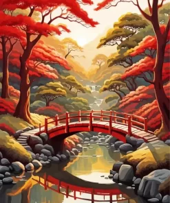 Sunny Japanese Landscape Paint by Number