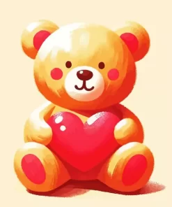 Teddy Bear And Heart Paint by Number