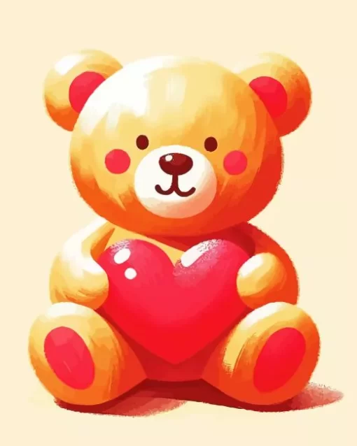 Teddy Bear And Heart Paint by Number