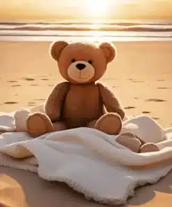 teddy bear in beach paint by numbers