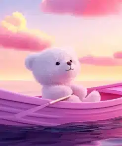 teddy bear on boat paint by number