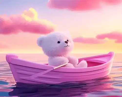 teddy bear on boat paint by number