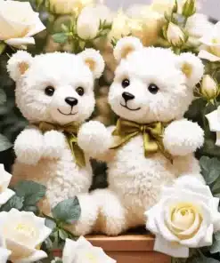 teddy bears and roses paint by numbers