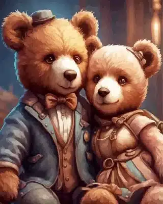 teddy bears couple paint by number