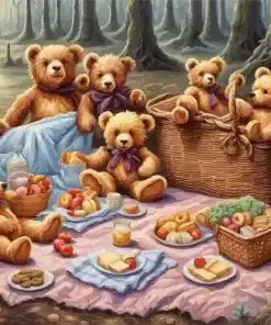 teddy bears family picnic paint by number