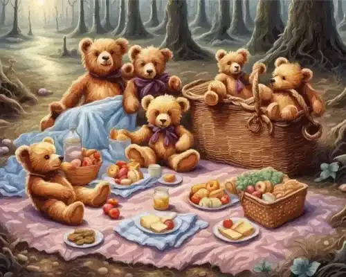 teddy bears family picnic paint by number