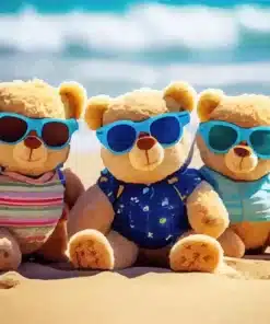 teddy bears in beach paint by numbers