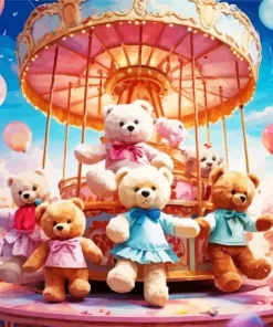 teddy bears in carousel paint by numbers