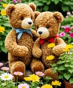 teddy bears in garden paint by number