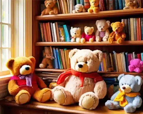 teddy bears in library paint by numbers