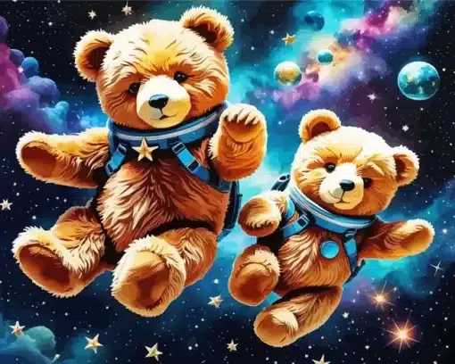 teddy bears in space paint by number