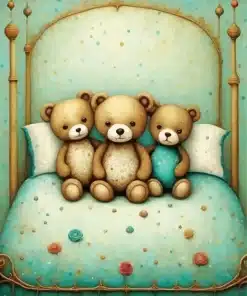 teddy bears on bed paint by number