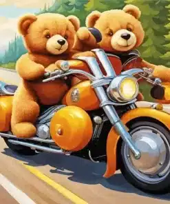 teddy bears on motorcycle paint by numbers