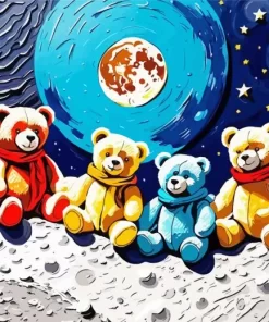 teddy bears on the moon paint by number