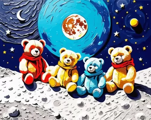 teddy bears on the moon paint by number